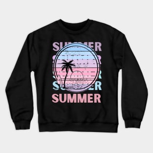 Hello summer Beach summertime Adventure travel lover palm tree sun Crewneck Sweatshirt